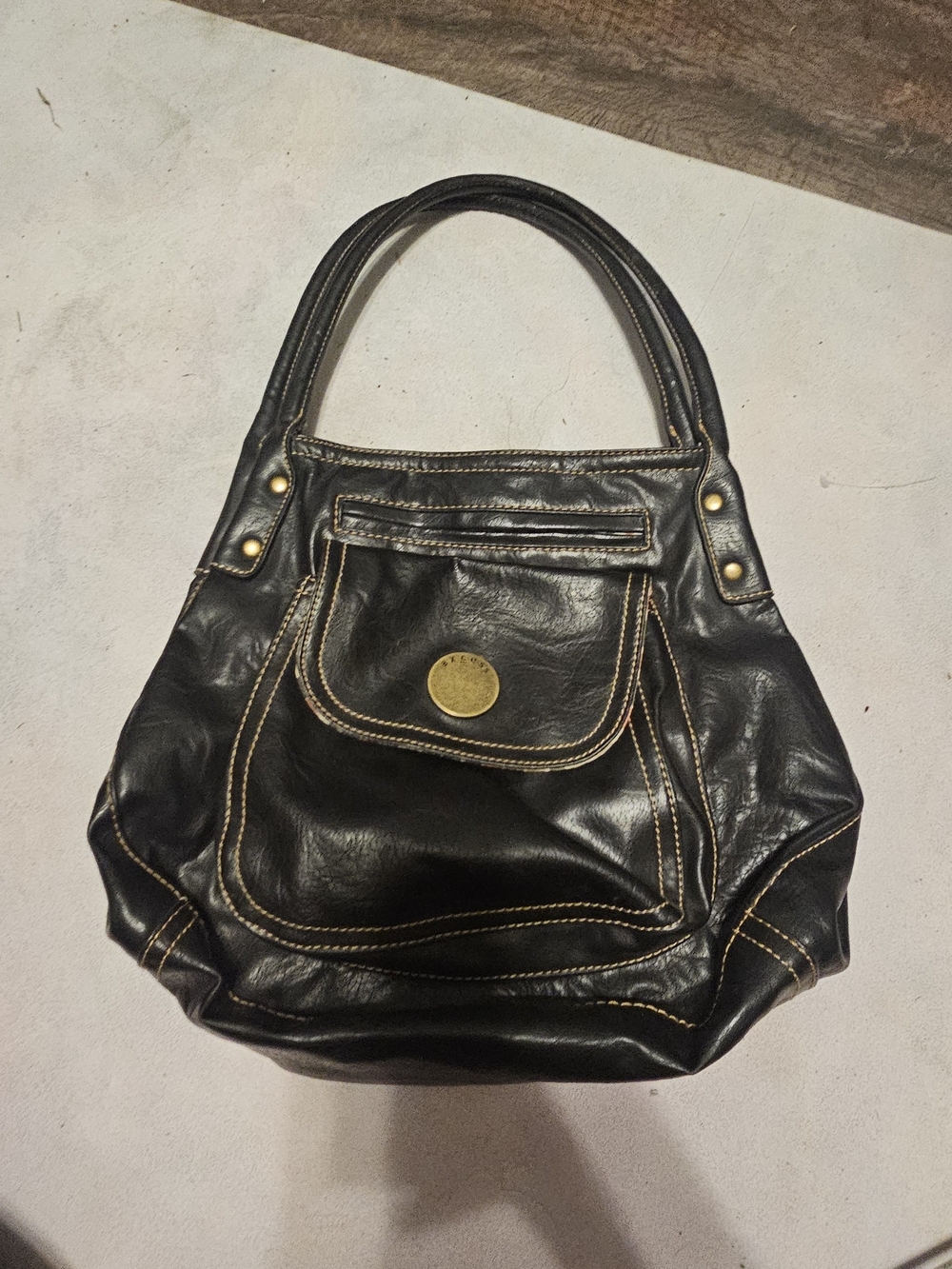 Axcess Black Shoulder Bag with Contrast Stitching